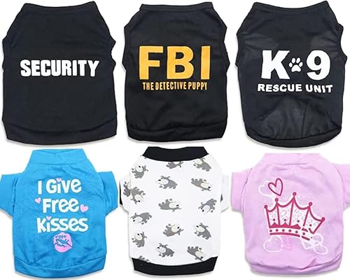 Paquete de 6 camisas para cachorros pequeños, ropa de seguridad para perros pequeños, chihuahua, ropa de seguridad para perros, disfraz de policía