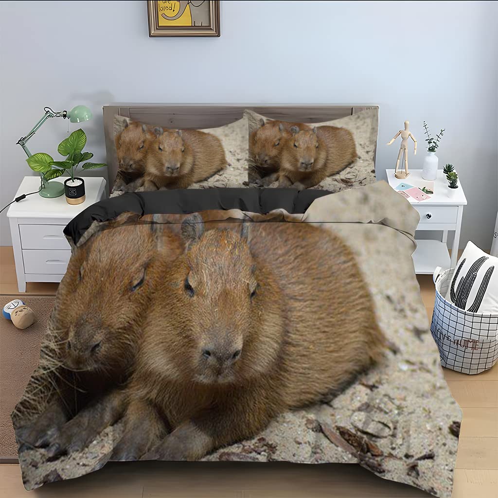 Housse de couette capibara 90x190 anti-plis et facile à laver pour lit d'enfant