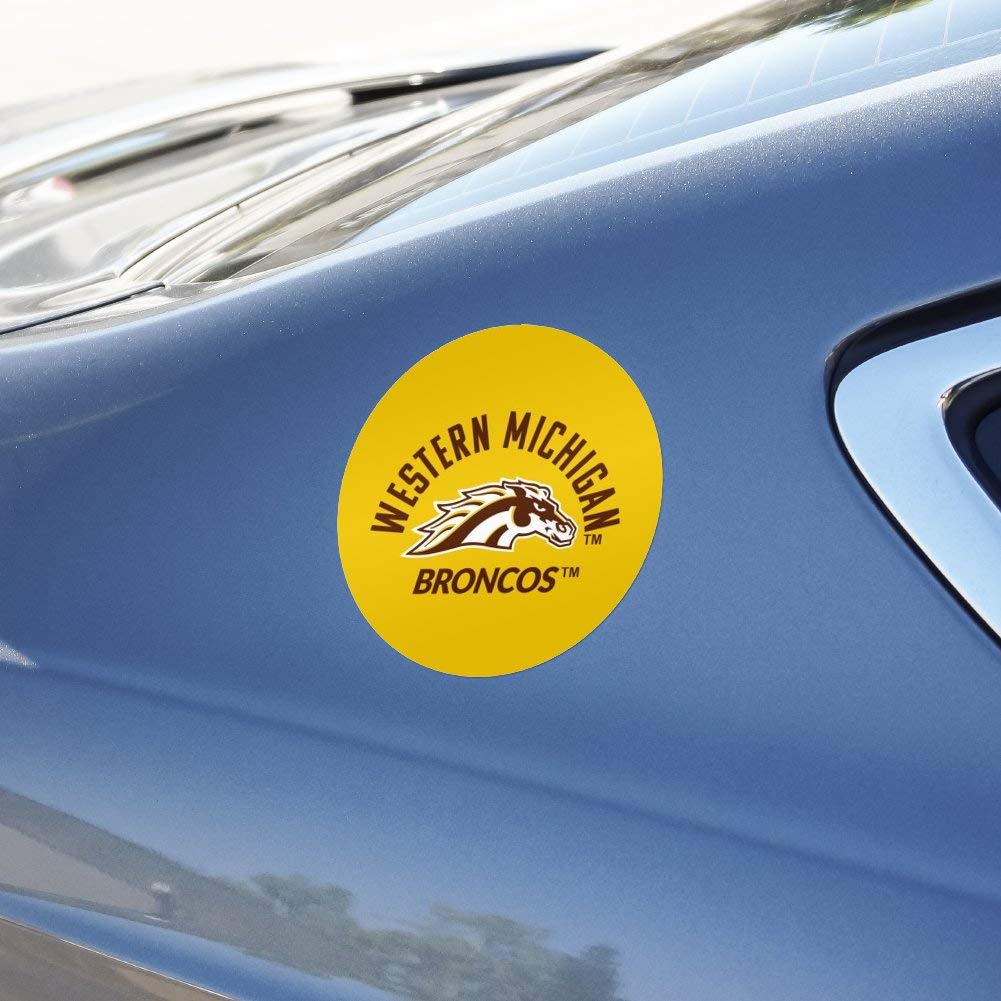 Western Michigan University Broncos Block W Car Decal - Brown & Yellow Circle Bumper Sticker | Officially Licensed