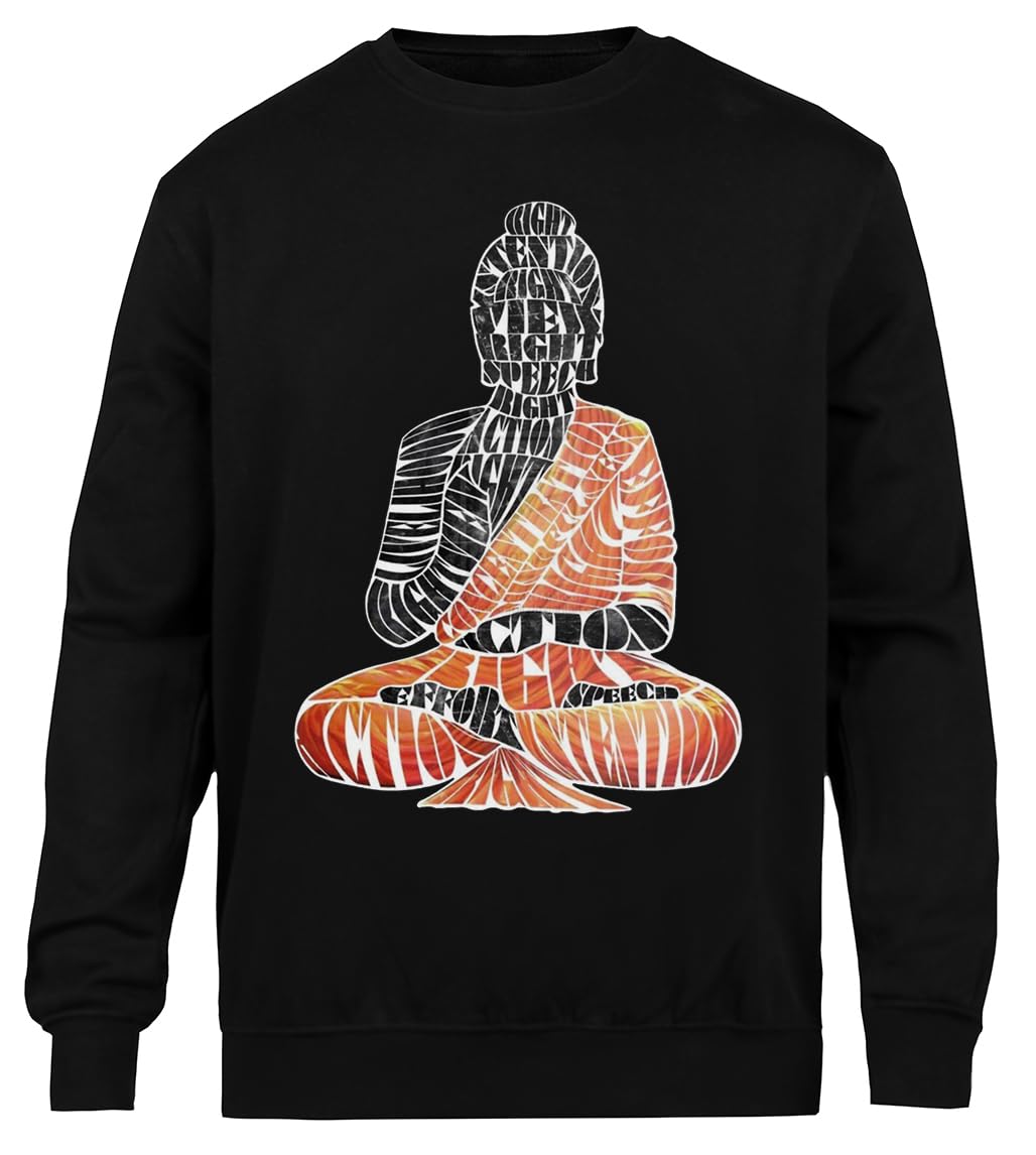 Budda Ośmiorakiej Ścieżki Czarna Bluza Unisex Z Ekologicznym Wycięciem Pod Szyją