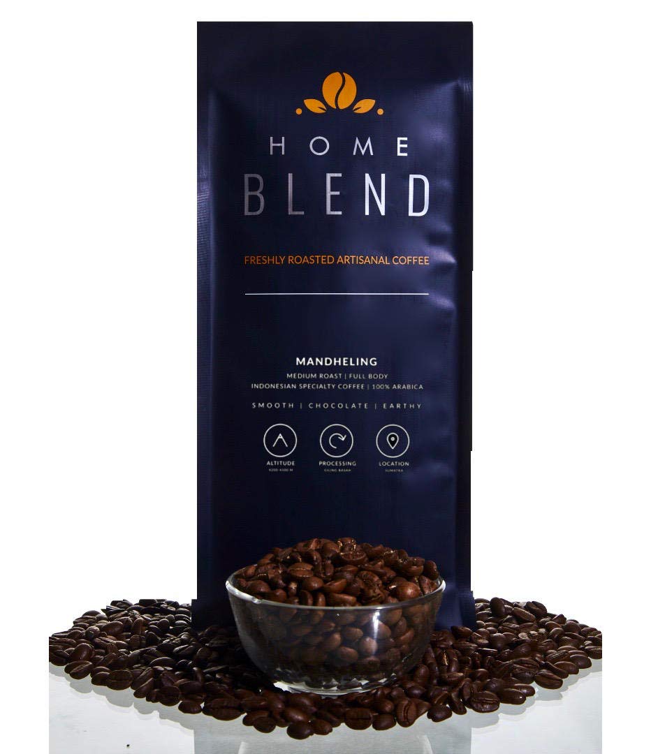Home Blend Coffee Roasters-Whole Bean Coffee Bag-Mandheling Grade 1-Indonesian Arabica 100%-Indonesian Specialty Coffee-Pack Of 1 Kg (Medium Roast)