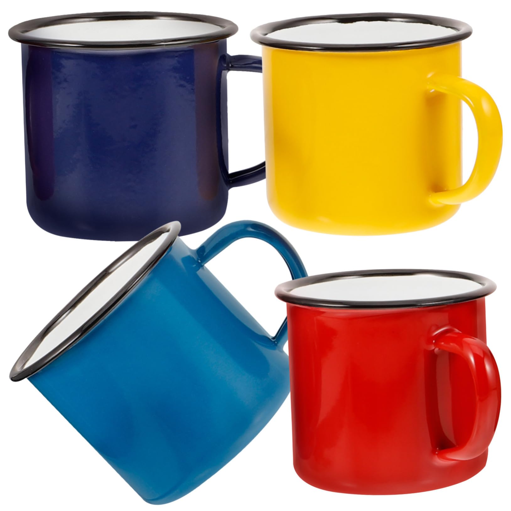 Gatuida Tazas de Esmalte Conjunto de 4 Diseño Clásico y Estilo Simple de 350ml Prácticas y Fáciles de Limpiar para Café para Camping y Desayuno