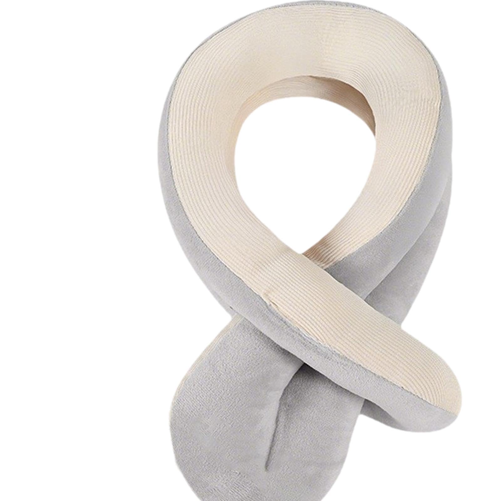 Cuscino Da Viaggio Compatto Ed Ergonomico per Il Supporto Del Collo, Poggiatesta per Dormire Comodamente in Aereo, Grigio Beige