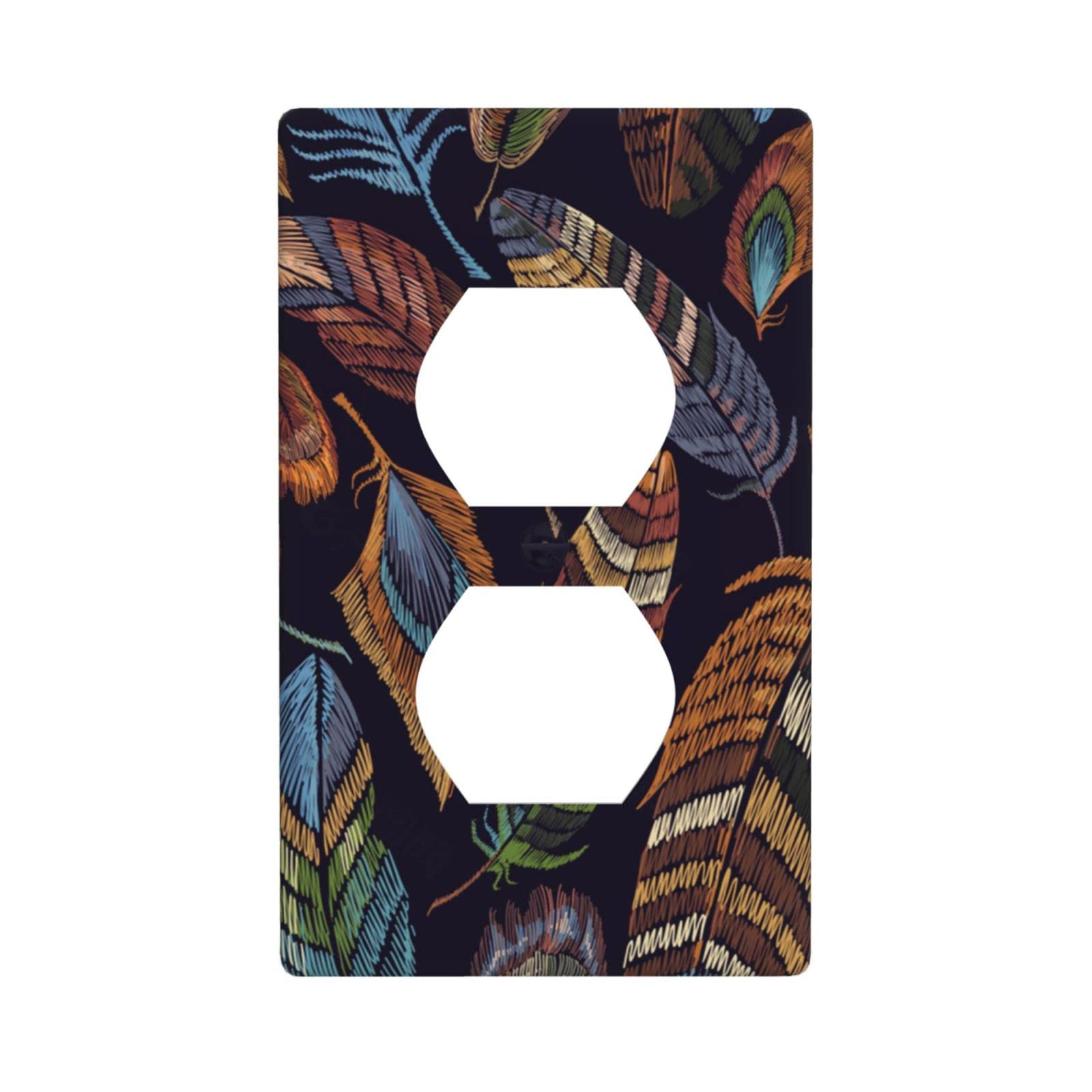 Peacock Feather Duplex Outlet Wall Plate, Electrical Outlet Cover Plate, Classic Building Single Duplex Outlet Wall Plate/Switch Plate/Cover