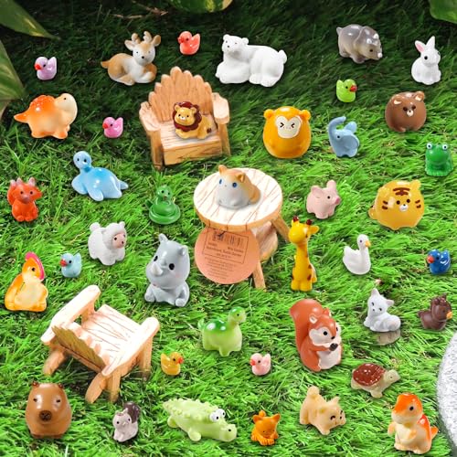 image for DIYDEC 40pcs Mini Resin Animal 40 Styles Tiny Resin Animals Miniature 