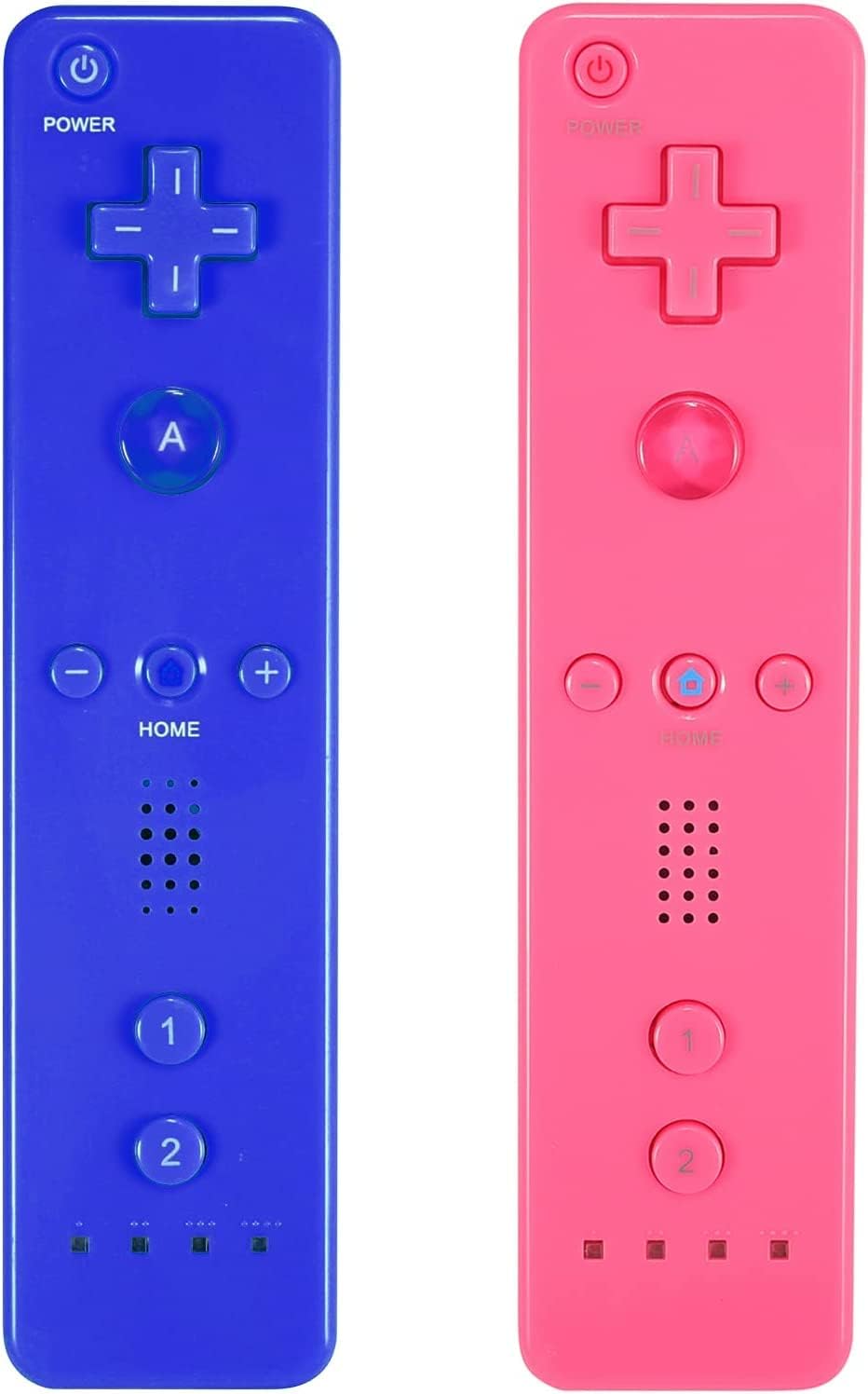 AUFGLO Pack de 2 manettes Wii - Télécommande Wii avec étui en silicone et dragonne (rose+bleu)