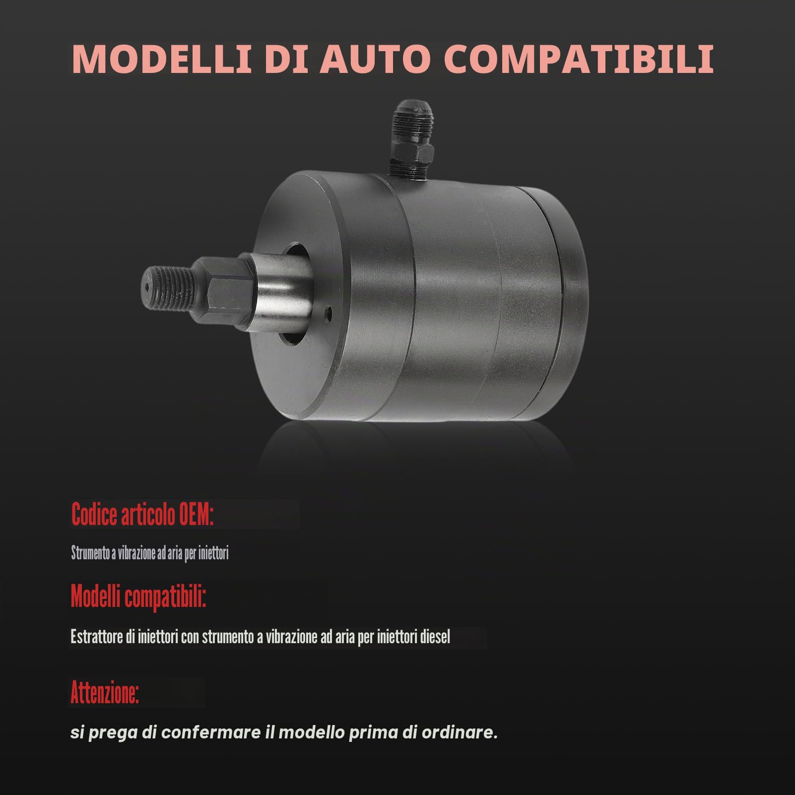 Estrattore iniettore Diesel per Strumento di Vibrazione dell'Aria per Strumento iniettori Estrattore Pneumatico con 19 adattatori Martello estrattore Tubo di prolunga e connettori UE US