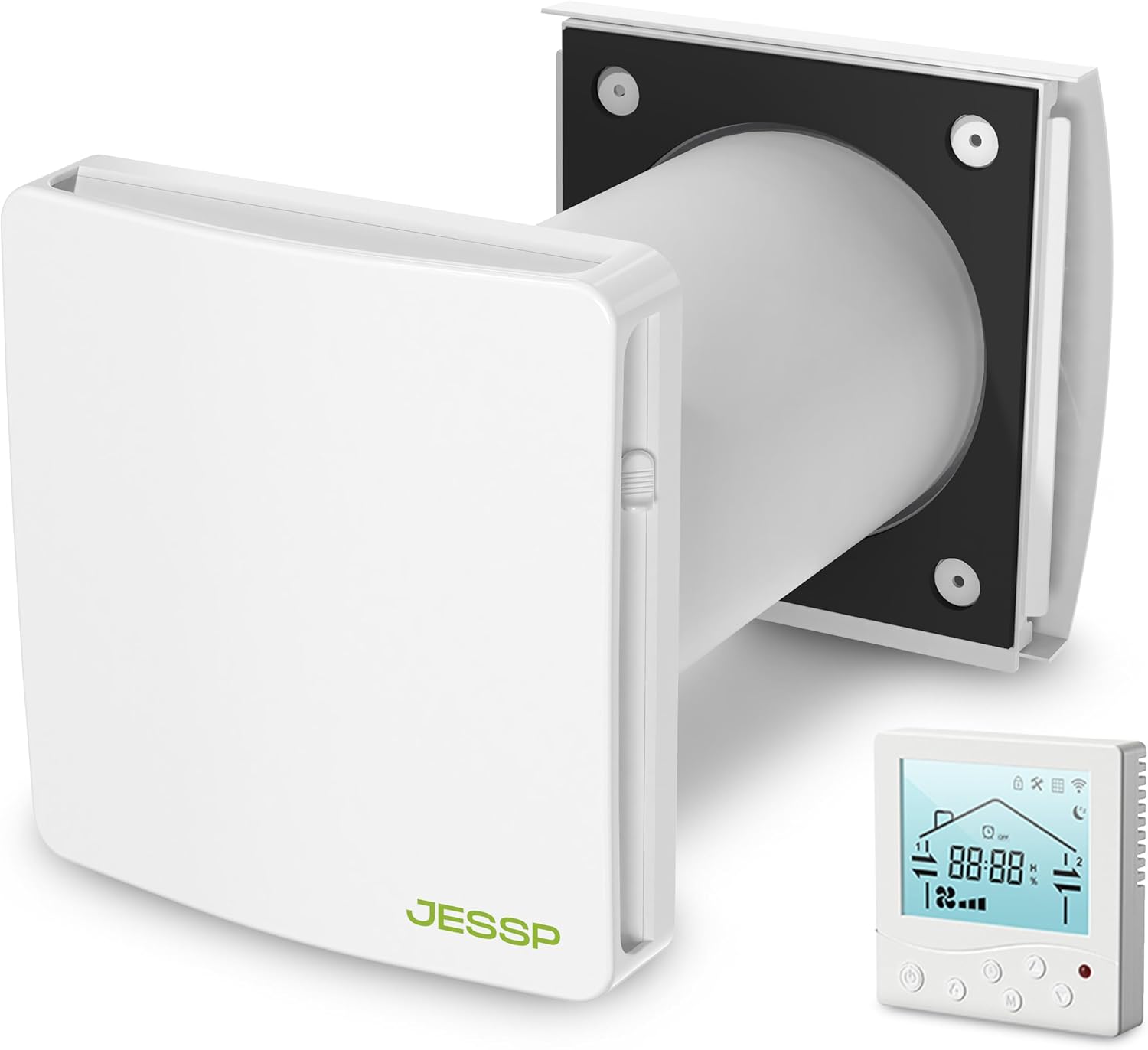 Eco Smart DZ Easy+ Wohnraumlüftung inkl. Controller – 97 % Wärmerückgewinnung, luftfeuchtegesteuert, WLAN, F7-Filter, Ø160 mm, extrem leise, Energieklasse A, 5 Jahre Garantie