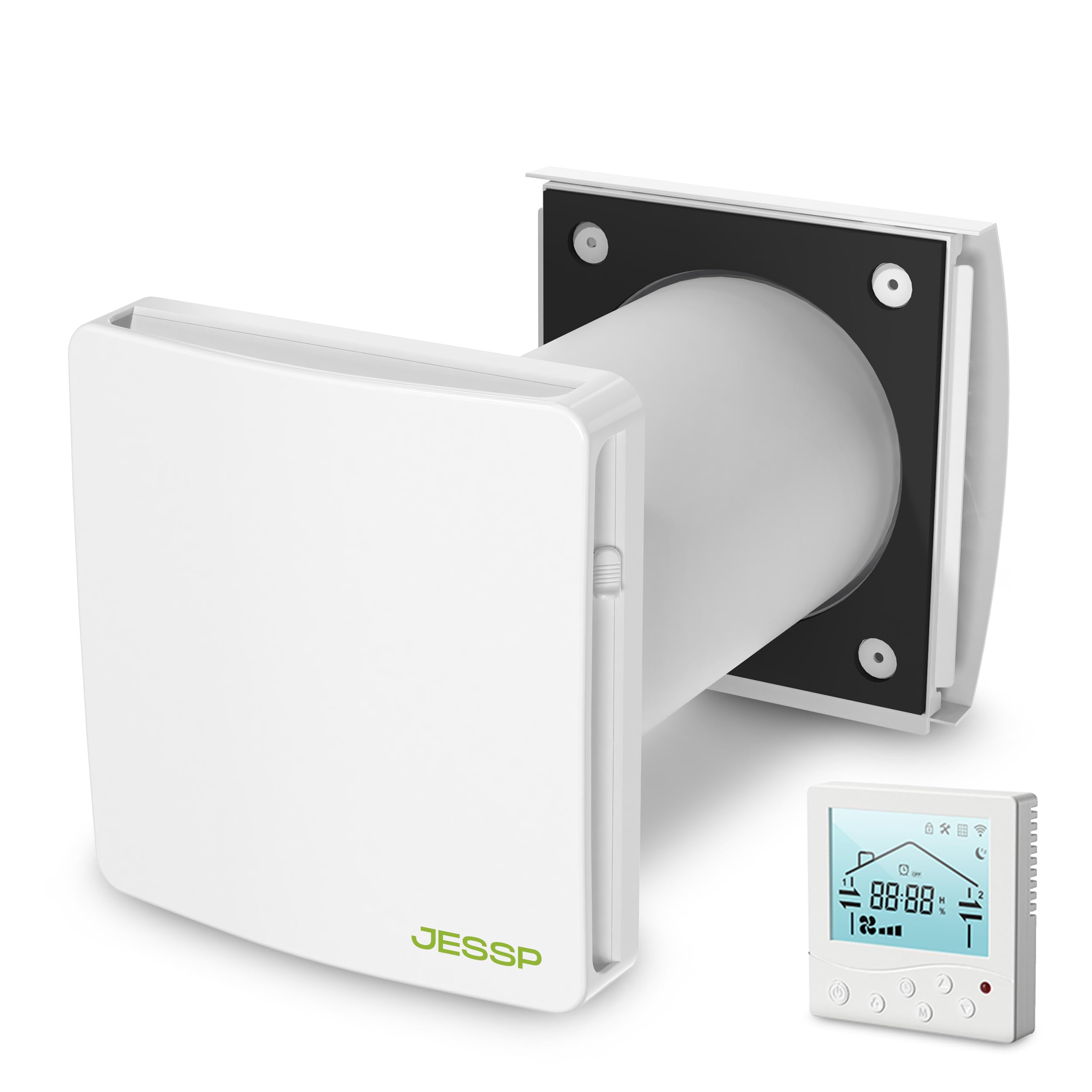 Eco Smart DZ Easy+ - Ventilazione abitativa con controller, 97% di recupero del calore, controllo dell'umidità, Wi-Fi, filtro F7, diametro 160 mm, estremamente silenzioso, classe energetica A, 5