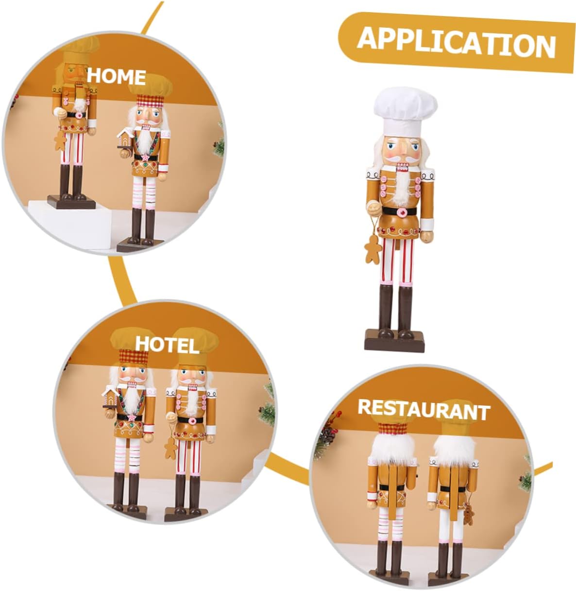 Cabilock Christmas Chef Nutcracker Wooden Ornament Decorative Gingerbread Man Desktop Nutcracker Craft Xmas Party Supplies Festive Holiday Tabletop Decoration