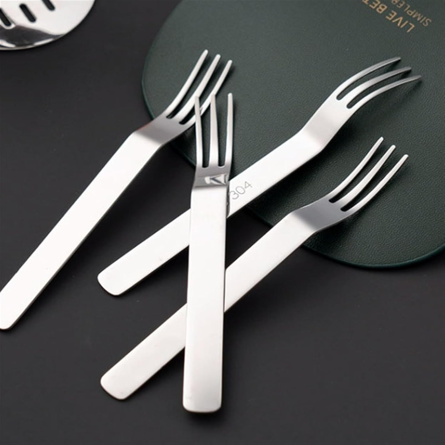 Cake Forks，Fruit Fork Household Ceramic Fork Storage Jar 304 Stainless Steel Mini Food Picks Fruit Cocktail Forks h Stand, Household Food Grade Forks