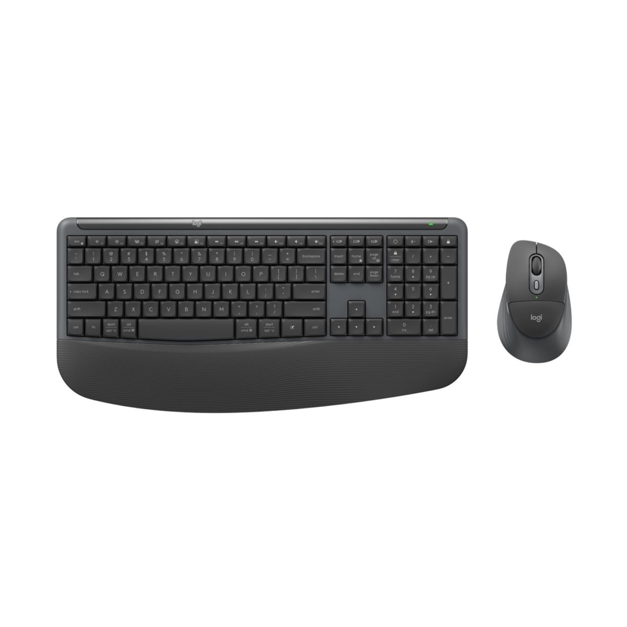 Logitech Signature Comfort Plus Combo MK880 bezprzewodowa klawiatura, mysz w standardowym rozmiarze, podkładka pod nadgarstek, ciche kliknięcia, bezpieczny odbiornik, Bluetooth, Windows/macOS, DEU