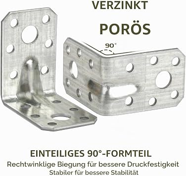 Angle Connector with Beading 52.5 x 52.5 x 35 mm Angle Metal Heavy Duty Angle Metal Angle Wood Connector Mounting Angle 90 Degree Angle Connector Pack of 20