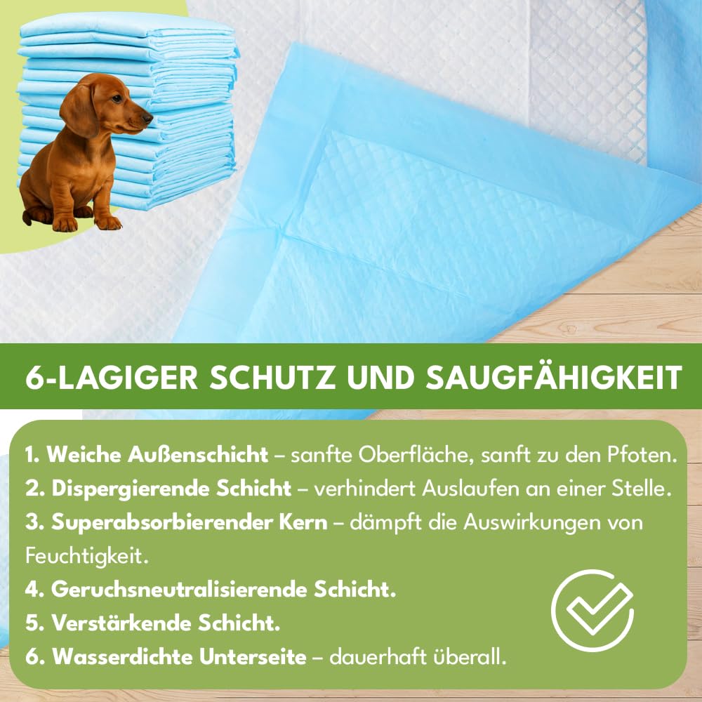 KRUMAD Trainingspads für Hunde, 50 Stück, 6-Schichten, PIPI Matten für Hunde, Trainingsmatte für Welpen, Inkontinenzunterlagen, Wasserdicht, Hunde Zubehör, 60 x 90 cm | Weiß-Blau, 60x90cm, 50 Stück, 6-Schichten, Inkontinenzunterlagen, Wasserdicht, Hunde Z
