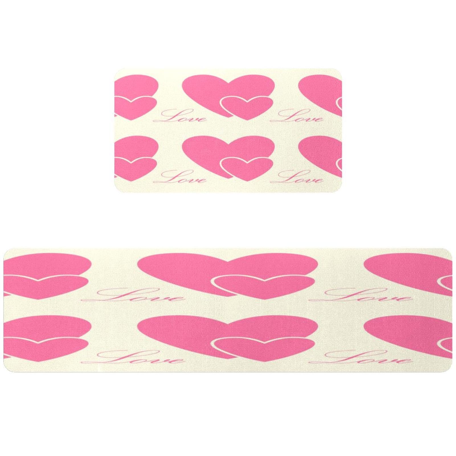 2 alfombrillas de cocina VAPOKF con diseño de corazón de amor lavables y antideslizantes