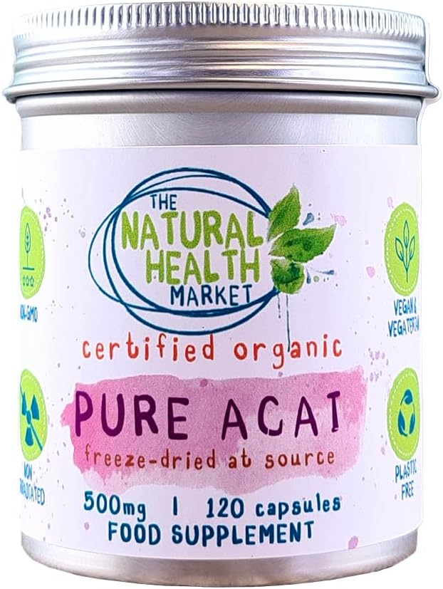Pure Organic Acai Berry 500mg Capsules (120 Capsules) by The Natural Health Market • Certified Organic by The Soil Association • Vegan Capsules • Acai Berries Harvested in Brazil