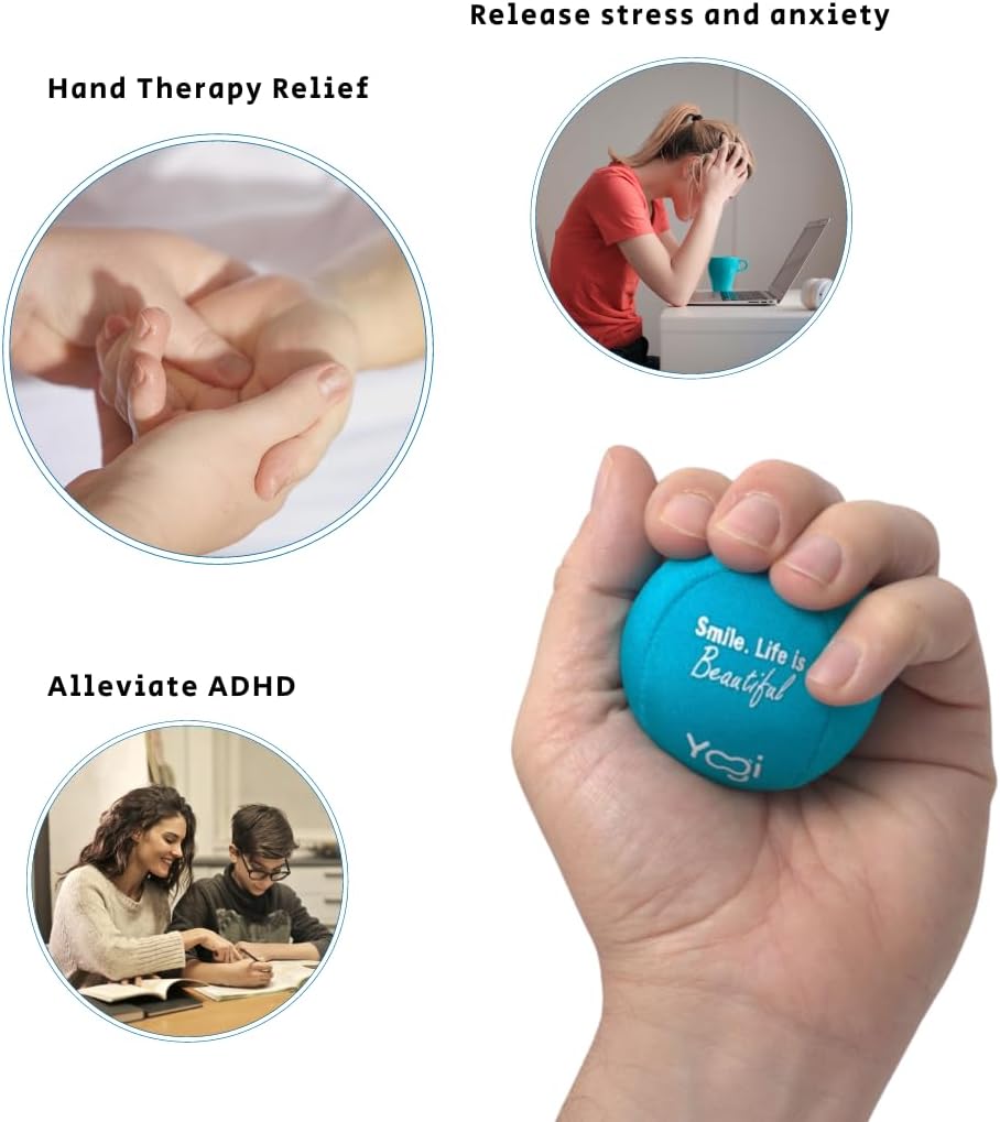 Yogi Stress Ball with Finger Grip Strap – Stress Balls for Adults & Kids, Squishy Ball Stress Relief Toy, Squeeze Ball for Anxiety, Sensory Toys & Fidget Ball for Hand Therapy - Image 4