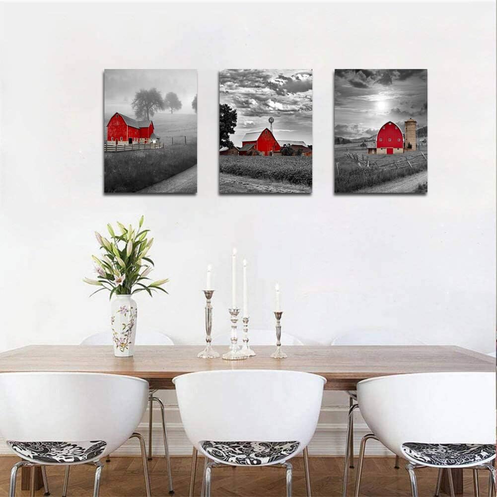 60% оƒƒ Dіѕсоunt Canvas Wall Art for Bedroom Bathroom Black and White Country Rustic Farm Red Cabin Canvas Wall Decor Picture Artwork Framed Ready to Hang for Living Room Home Wall Decoration Size 16x24x3 Piece a Set Bеѕt Rеvіеw Canvas Wall Art for Bedroom Bathroom Black and White Country Rustic Farm Red Cabin Canvas Wall Decor Picture Artwork Framed Ready to Hang for Living Room Home Wall Decoration Size 16x24x3 Piece a Set