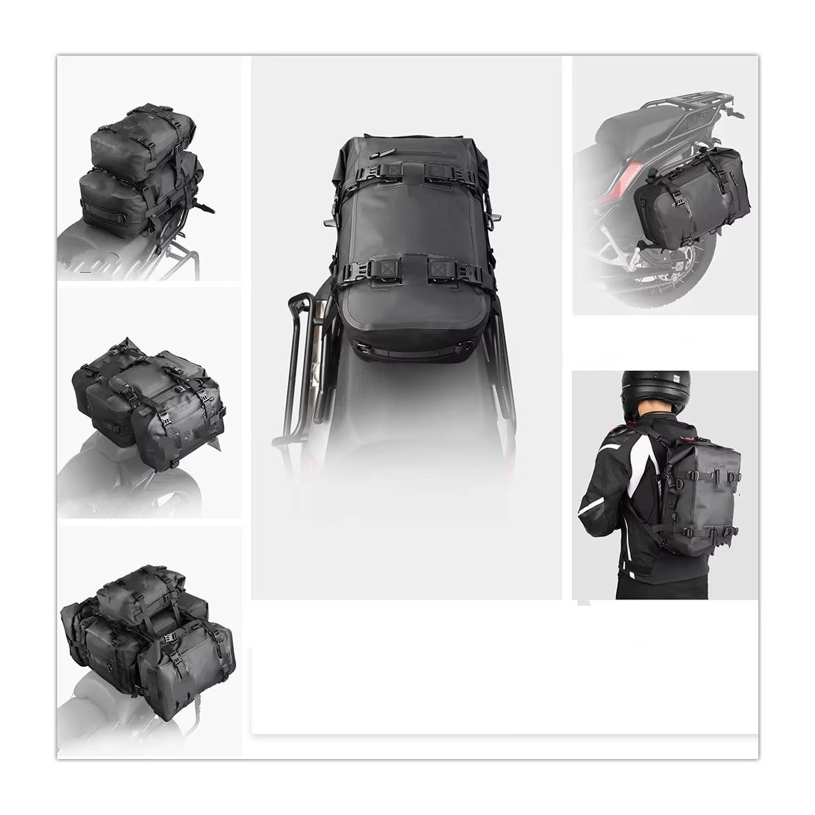 Borsa Coda Per Moto 8L/15L/30L Sedile Laterale Motore Impermeabile Sella Serbatoio Zaino Valigia Borse Da Sella Per Moto(8L-Black)
