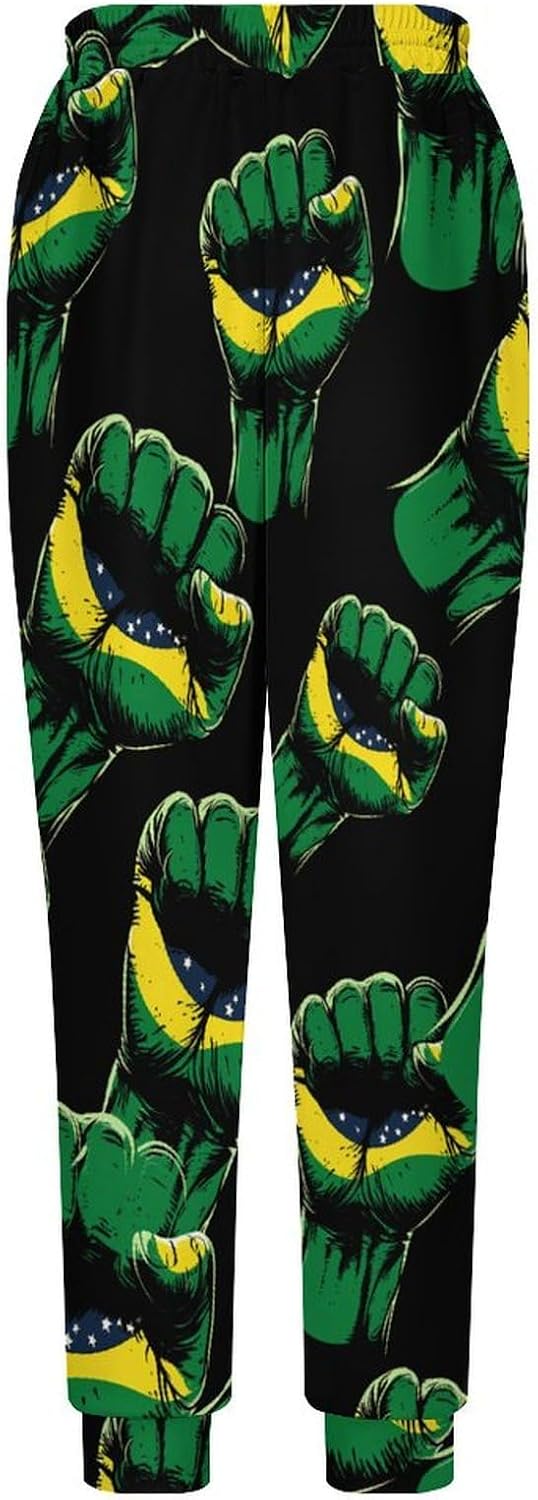 Brazil Flag Resist Men's Pants Athletic Workout Sweatpants Jogger Casual Pant for Sports Home
