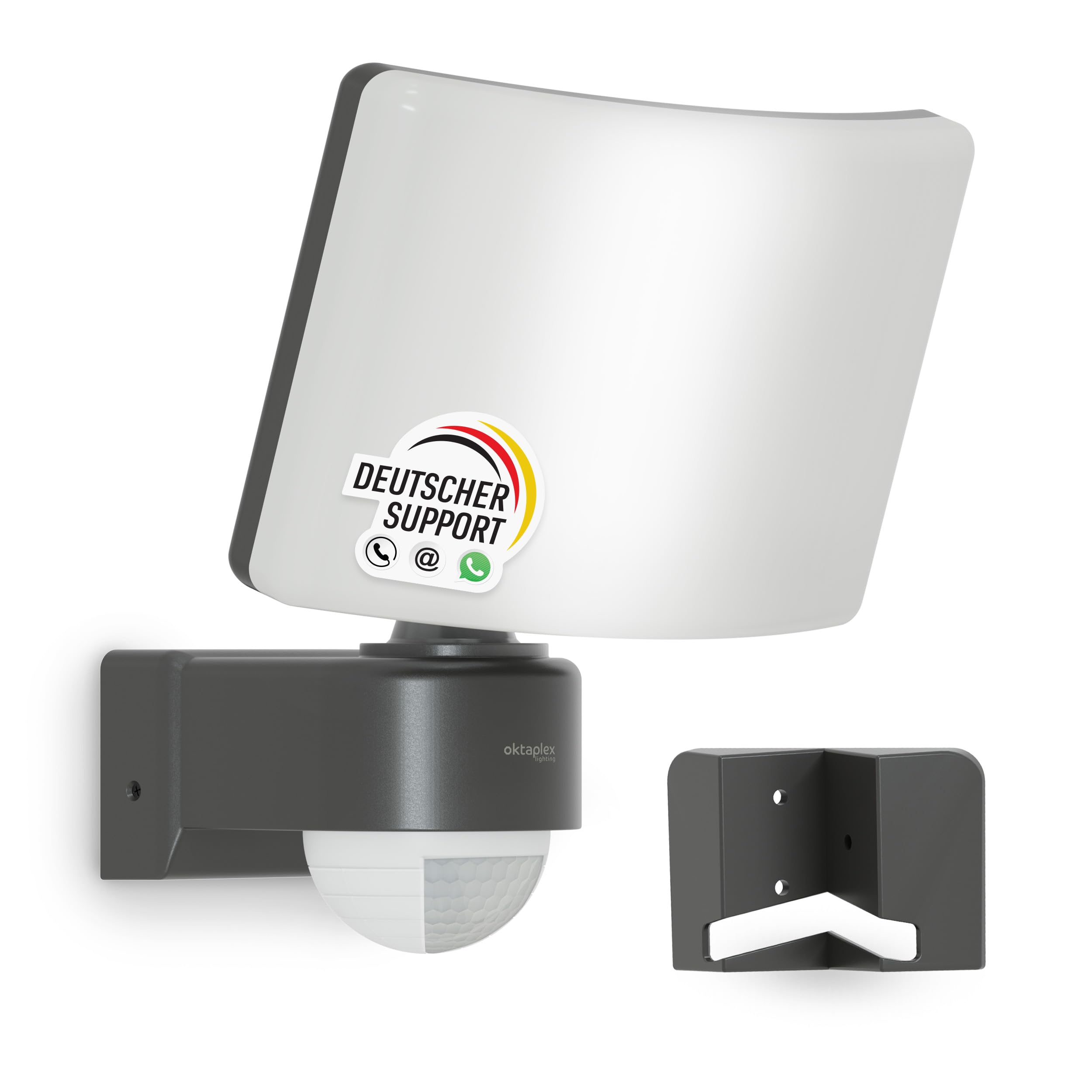 Oktaplex Cali Außenlampe mit Bewegungsmelder 2200lm warmweiß 3000K | Außenstrahler anthrazit IP65 Master Funktion