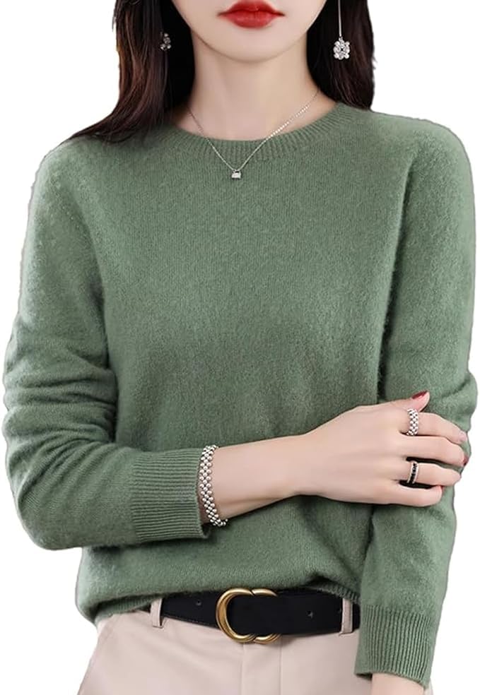 100 Cashmere Crew Neck Long Sleeve Soft Pullover Sweater Womens Cashmere Sweater
