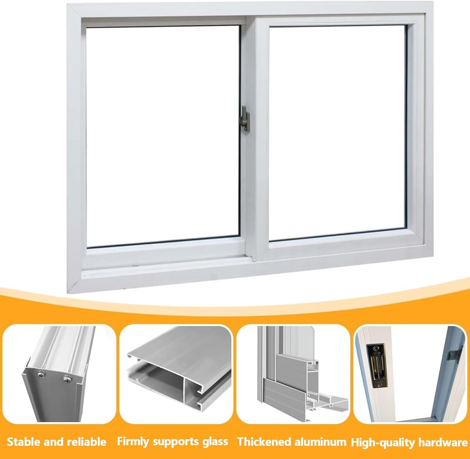 Horizontal Sliding Window, Basement Replacement Windows, Flush Mount Horizontal Sliding Basement Window with Glass and Screen, Lockable Shed Windows for Houses, Bathroom