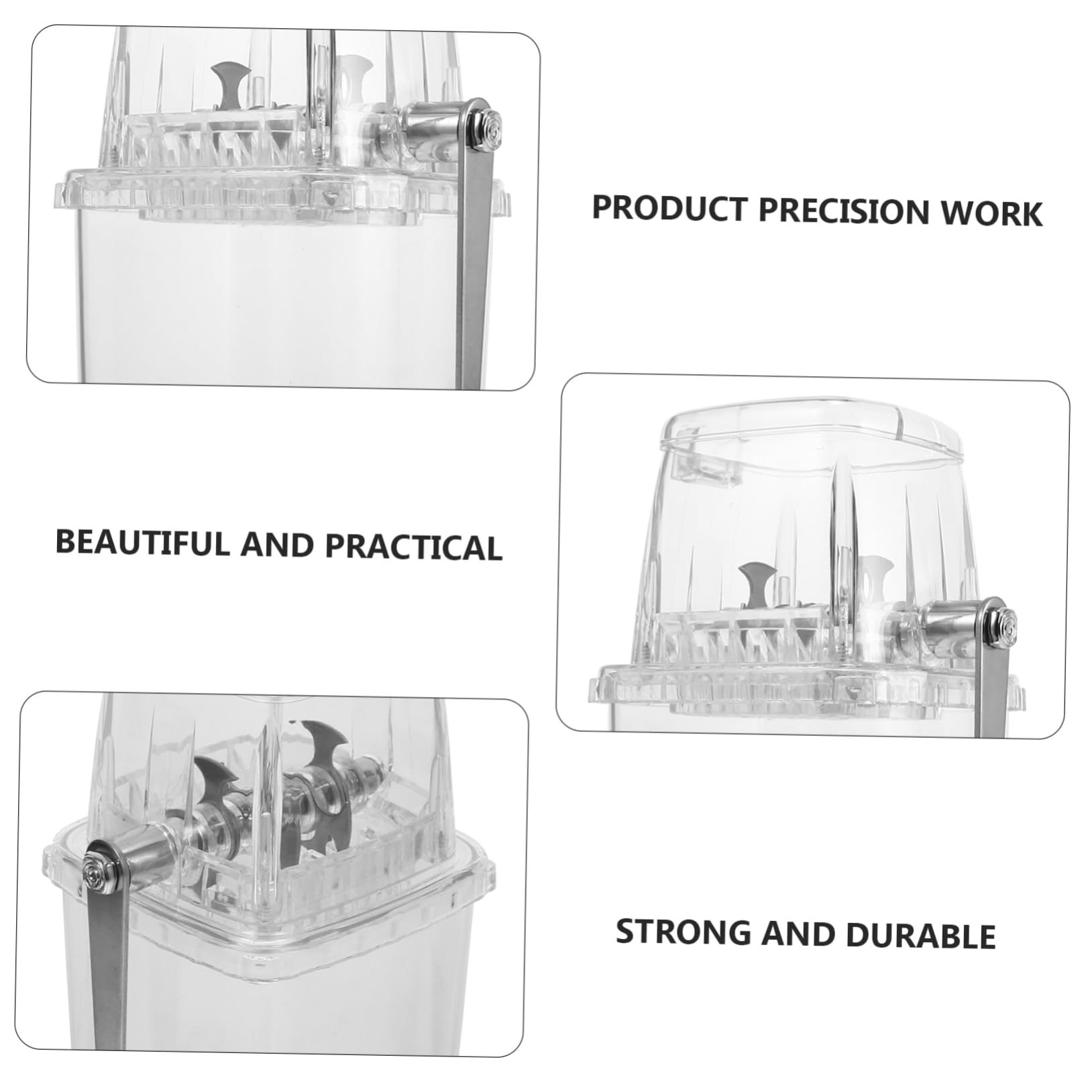 Picadora de Hielo Manual Manivela, Capacidad 2l, Diseño Transparente y Cuchillas de Acero Inoxidable para Bebidas Frías en Casa
