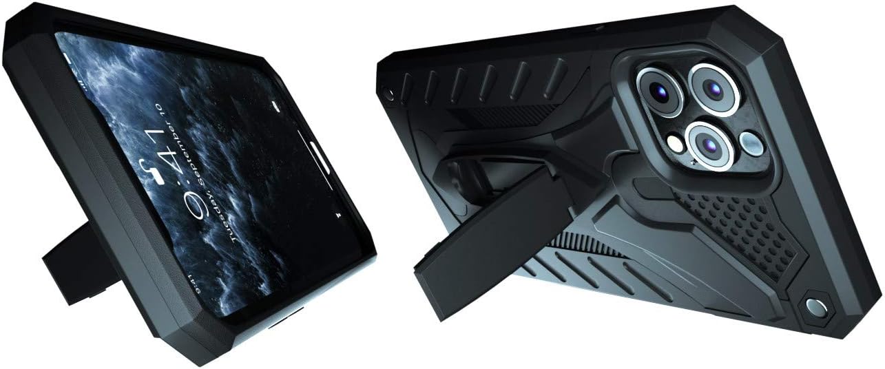 Kitoo Designed for iPhone 11 Pro Max Case with Kickstand, Military Grade 12ft. Drop Tested - Black