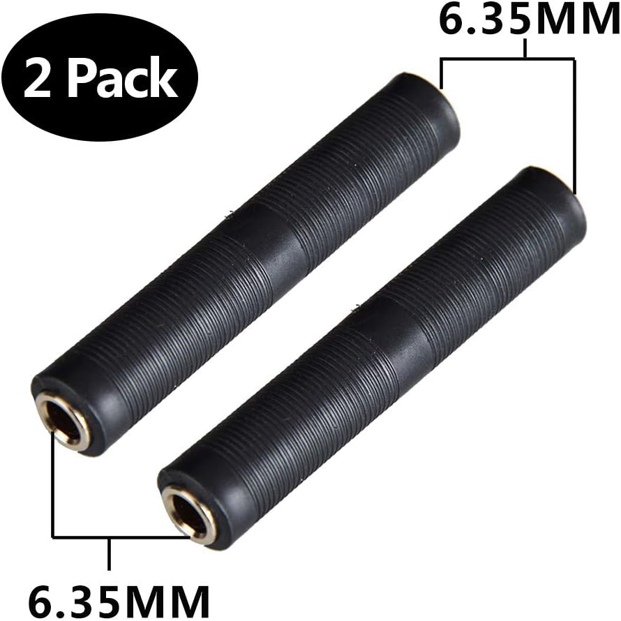 Oxsubor 1/4 Inch TRS/TS Coupler, 6.35mm Female to Female Audio Connector Jack Stereo Adapter Joiner - 2 Pack