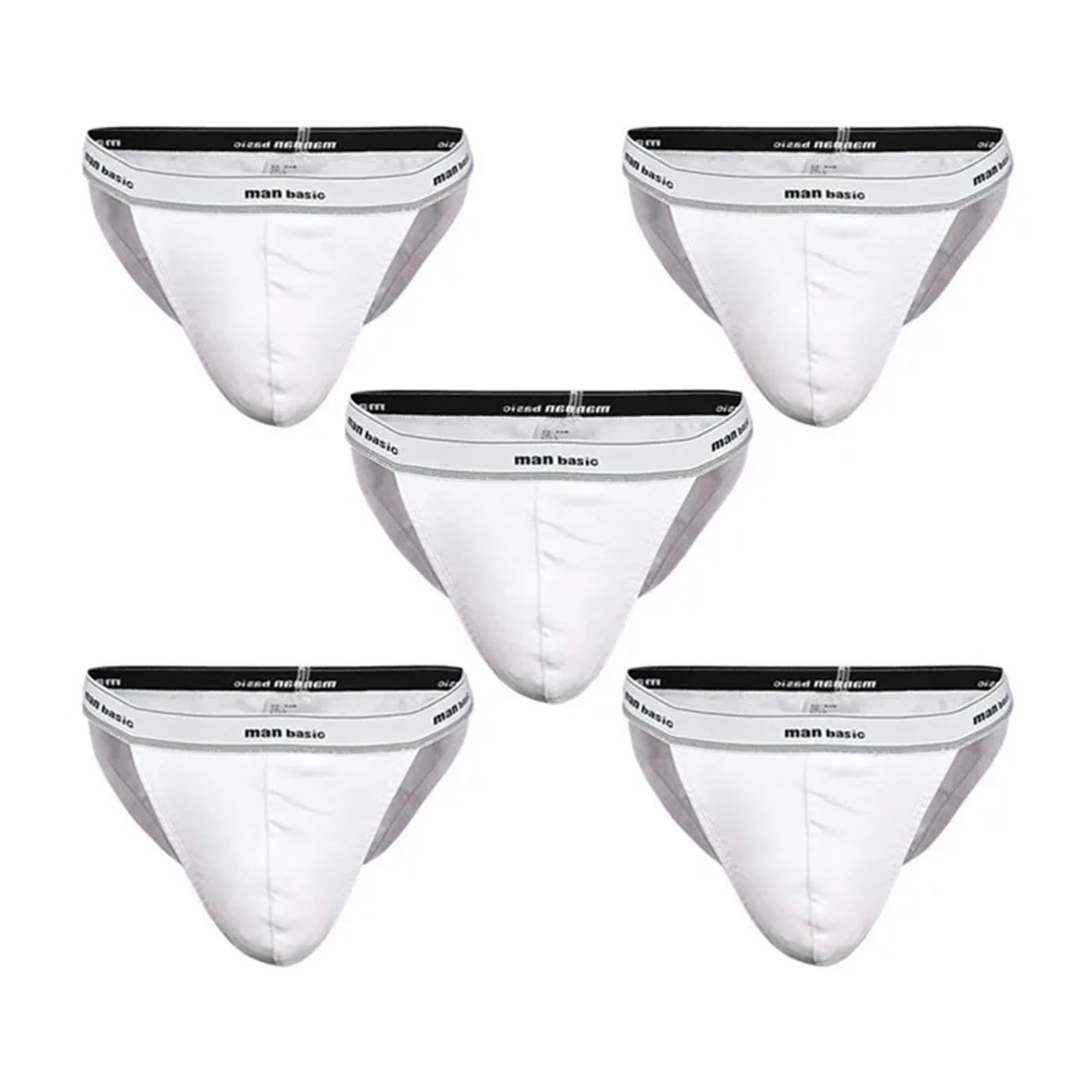 Slip Uomo in Biancheria Intima di Cotone da 5 Pezzi per Uomini Slip Sexy S-4Xl-5 Bianco-3Xl (87,5-100 kg)