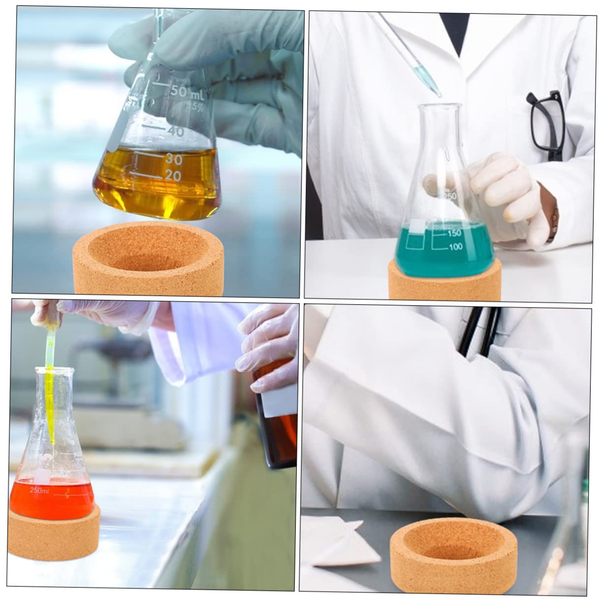 Ciieeo porta fiaschetta in sughero tappetino in sughero per fiasco supporto per fiaschetta di sughero In piedi laboratorio supporto con morsetti supporti per fiaschi