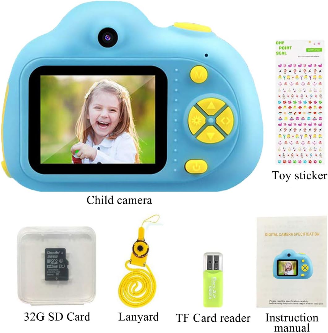 Buу 1 gеt 1 🔥 Kids Camera Children Digital Cameras for Boy Front Rear Dual-lens Soft Silicone Shell 8 Mega Pixel 2.0 inch HD Screen, Flash Light, Great Gift for 3-10 Year Old Girls Boys (32G Card included) (Blue)