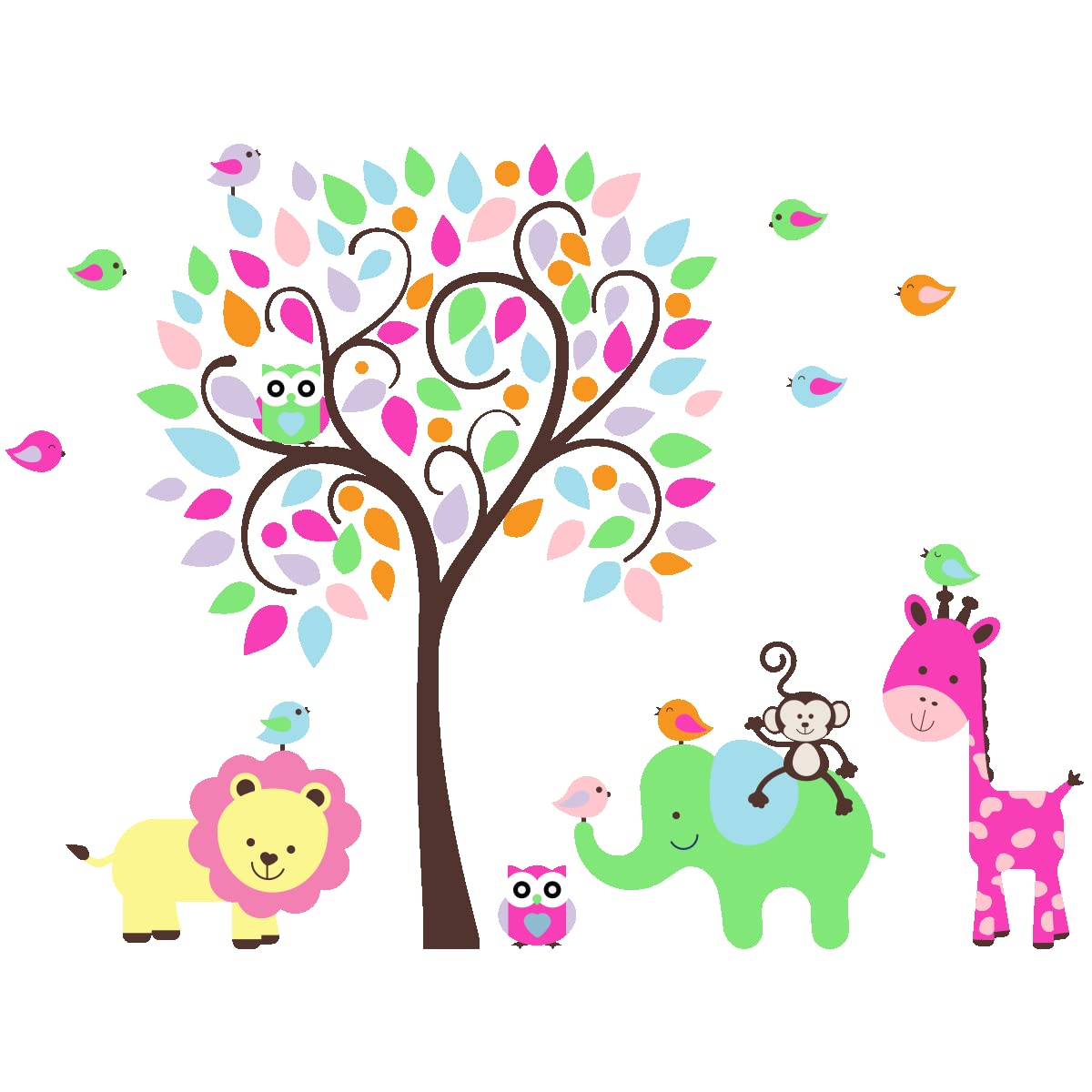 Children's Wall Stickers - Baby Room Decoration - Children's Bedroom Wall Sticker - Multi-Coloured Jungle Animals - H60 x L80 cm - Image 4