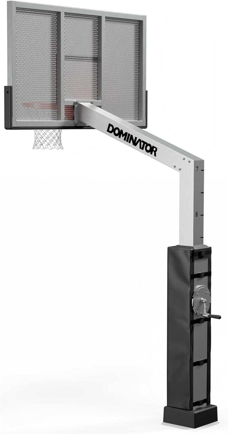 Dominator Premium Inground Adjustable Basketball Hoop - 72" Shatter-Proof Aluminum Backboard w/ 4' Overhang - Adjustable Basketball Goal - Adjusts from 7' - 10', Made of Heavy Duty Rust Proof Aluminum