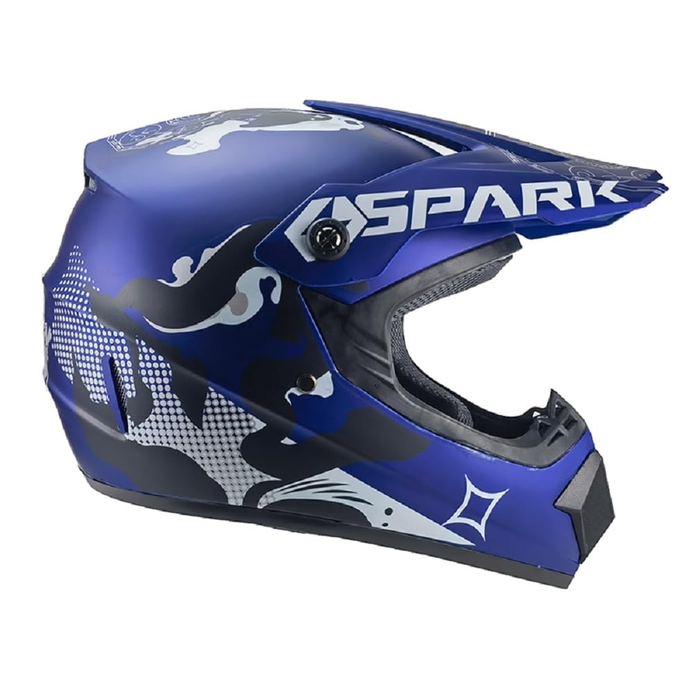Kinder Crosshelm Spark – Motocrosshelm Helm Motorradhelm Motocross Jethelm Kinderhelm für ATV Quad und Dirtbike