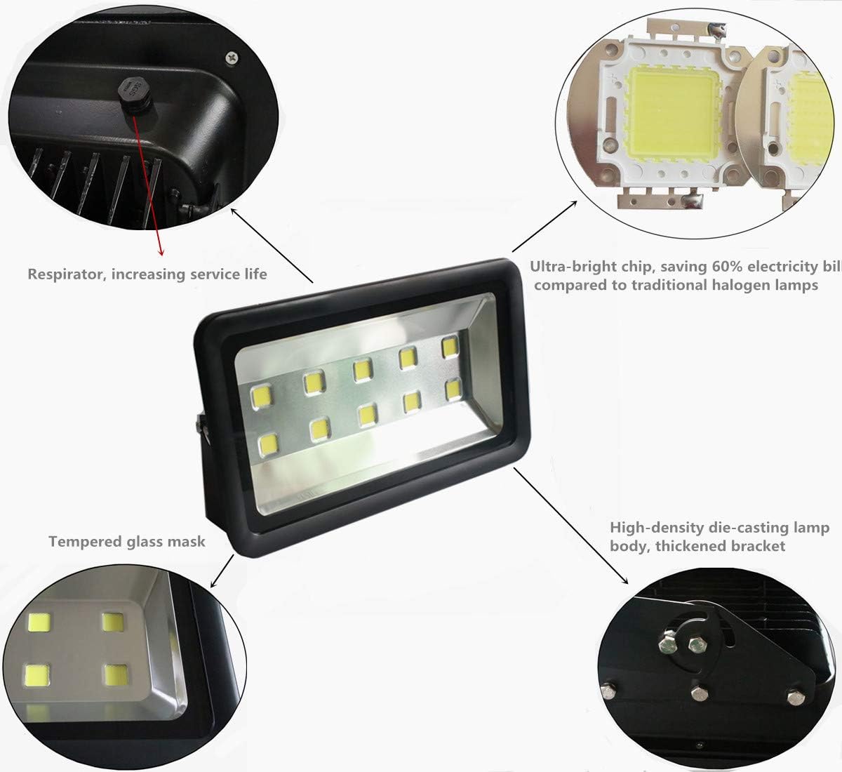 Exclusive Discount 90% Price LED Flood Light 500W Super Bright Flood Light Outdoor High Brightness Lighting Fixture IP65 Commercial Grade Lighting