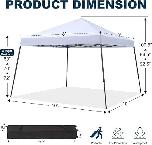 Miniatura 2 de MASTERCANOPY Tienda de campaña portátil con toldo desplegable con base grande (10 x 10, blanco)