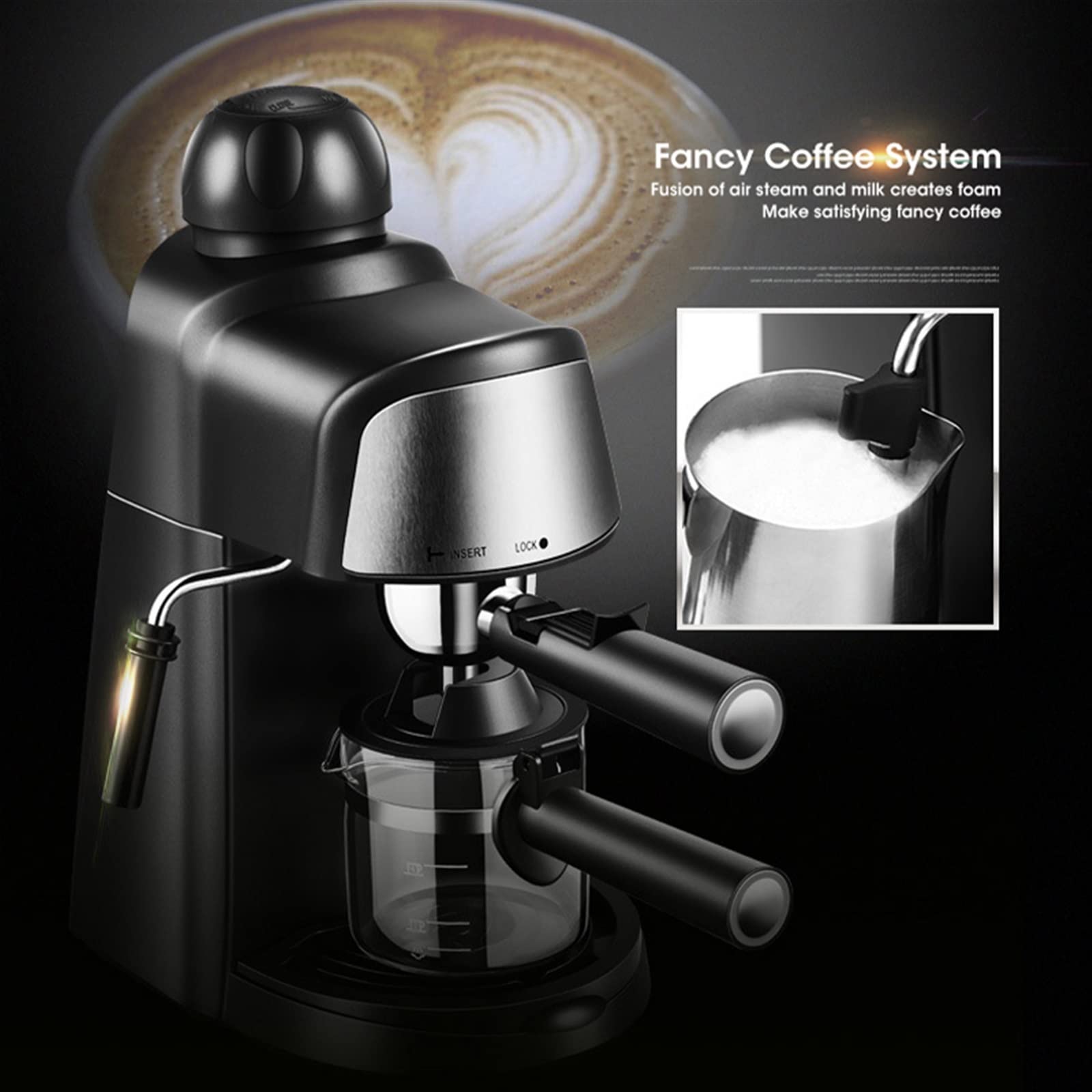 DieffematicKF Cafetera Cafetera casera pequeña máquina automática de café Espresso vaporizador de Leche Integrado con cafeteras