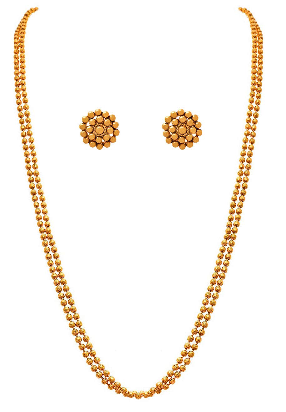 JFLJewellery for Less Traditional Ethnic One Gram Gold Plated Beaded Necklace Set with Earring for Women and Girls