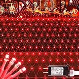HEYFUNi Net Mesh String Lights, 360LED Red Light Bulbs, 8 Lighting Modes, for Indoor Outdoor, Curtain, Christmas Tree, Bush, Party, Wedding, Fairy, Wall Decor (13 ft x 5 ft,Red)