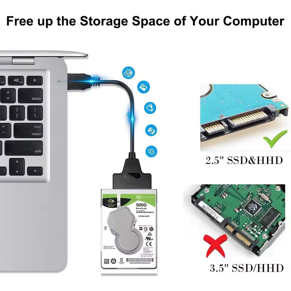 Cable USB 3.0 a SATA III para disco duro 2.5 pulg miniatura 6