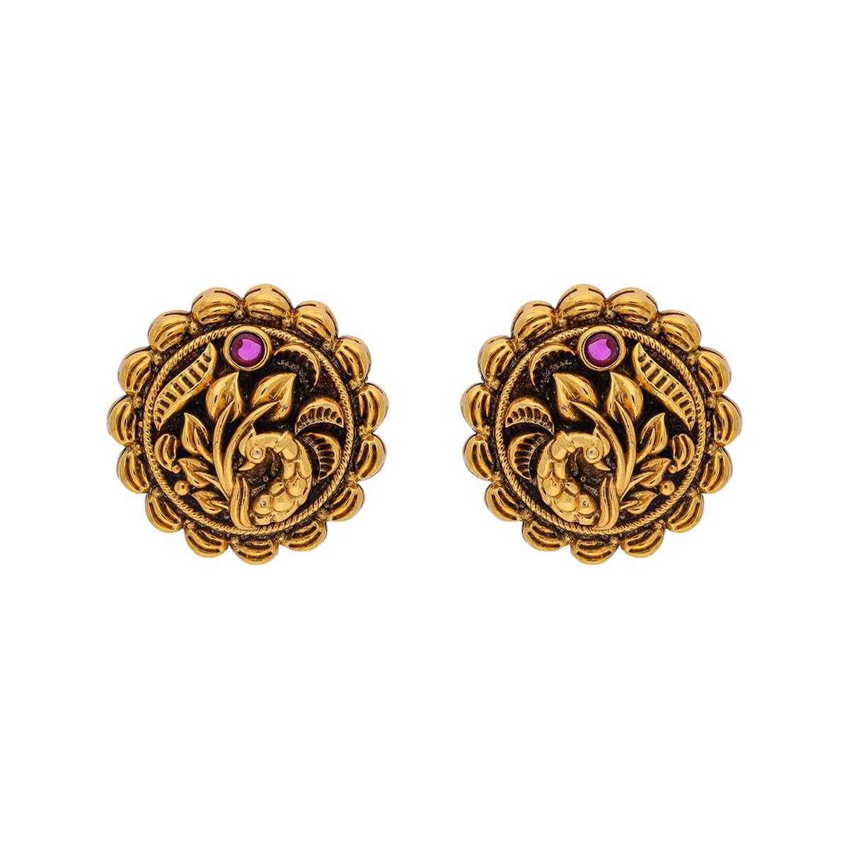 Fashion Jewellery Ruby Gold Polished Copper Antique Stud Earrings, Best for Festive & Special Occasions - 456513-image-20