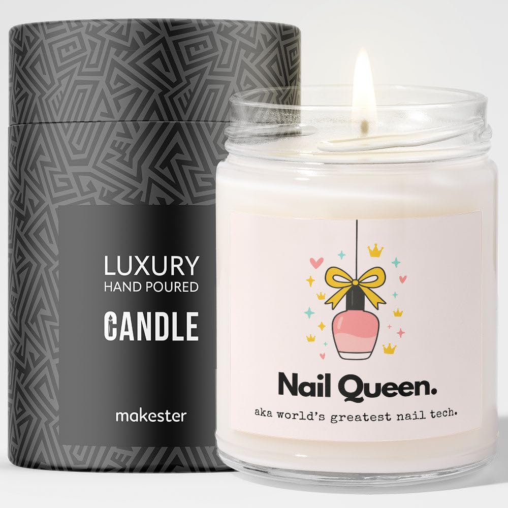 Nail Tech Gift - Luxury Soy Wax Candle - Vanilla, Jasmine, Sugared Almond - Makester — image 1
