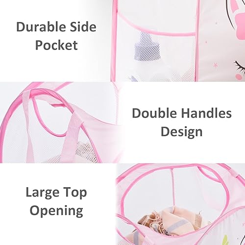 Miniatura 65 de Cesta de malla desplegable para ropa sucia con asas duraderas - Cesta plegable portátil para dormitorio, baño y viajes (azul, paquete de 3 unidades)