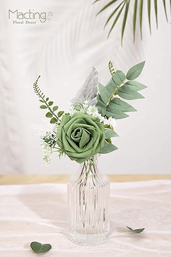 Miniatura 2 de MACTING 60 rosas artificiales, flores de lavanda de tacto real para ramos de bricolaje, boda, fiesta, baby shower, hogar, decoración del día de San