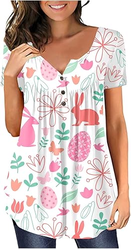 Shirts for Women Trendy Summer, Women Fashion Casual Tops Printed Short Sleeve Shirts Pullover T Shirts