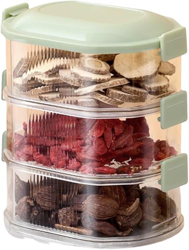 PHILISENMALL Contenedores de almacenamiento de alimentos de 135 capas con tapas, contenedor de plástico extraíble apilable para especias, anillo de
