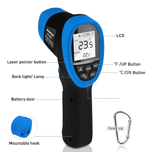 Miniatura 8 de BTMETER BT-985B - Pirómetro de pistola de temperatura láser, -58  2480  (-50  2,480.0 F), medidor de alta temperatura, 161 relación de punto de