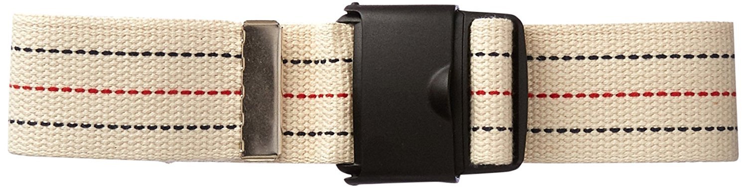 FabLife Gait Belt, Quick Release Plastic Buckle, 44", Cream with colored stitching